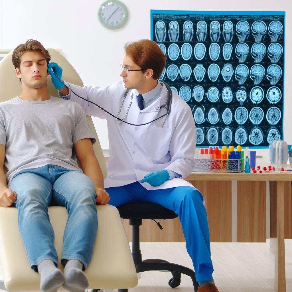 Neurology clinic doctor treating patient